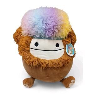 Huge 21 Inch Benny the Bigfoot Squishmallow Plush Toy Rainbow Fuzzy Hair w TAG